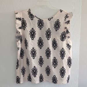 SHEIN Cream Blouse with Black Pattern